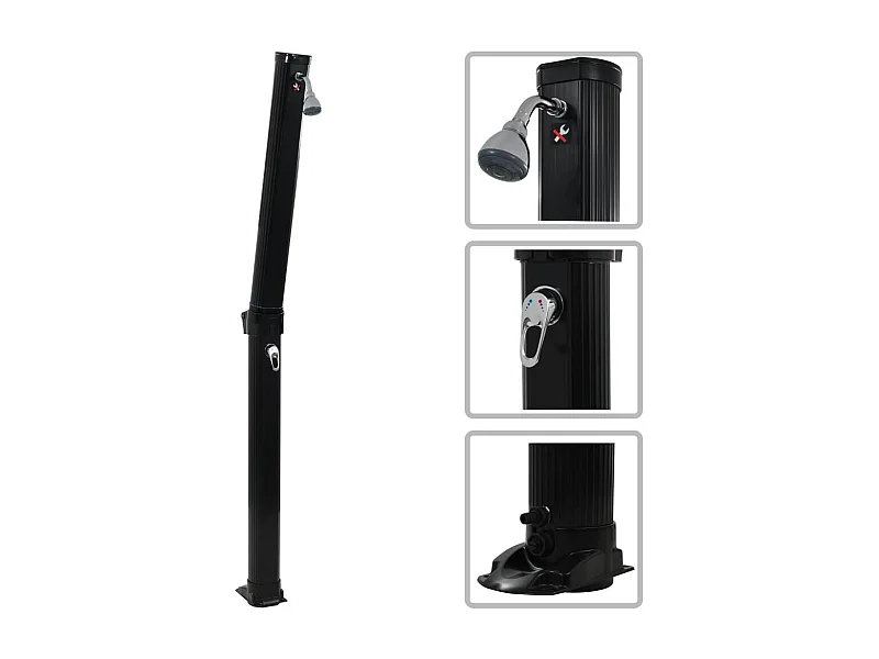 Chuveiro solar dobrável 214 cm 23 L preto PT334418