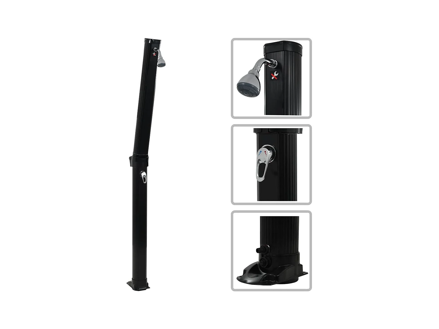 Douche solaire pliable Noir 214 cm 23 L WVGQ3422