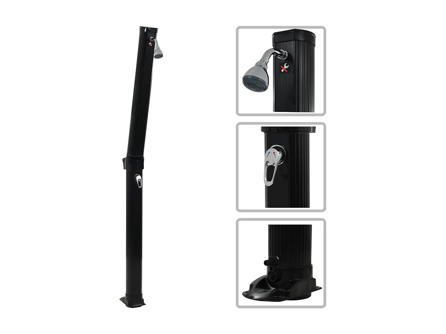 Ducha solar plegable negra 214 cm 23 L ES160026