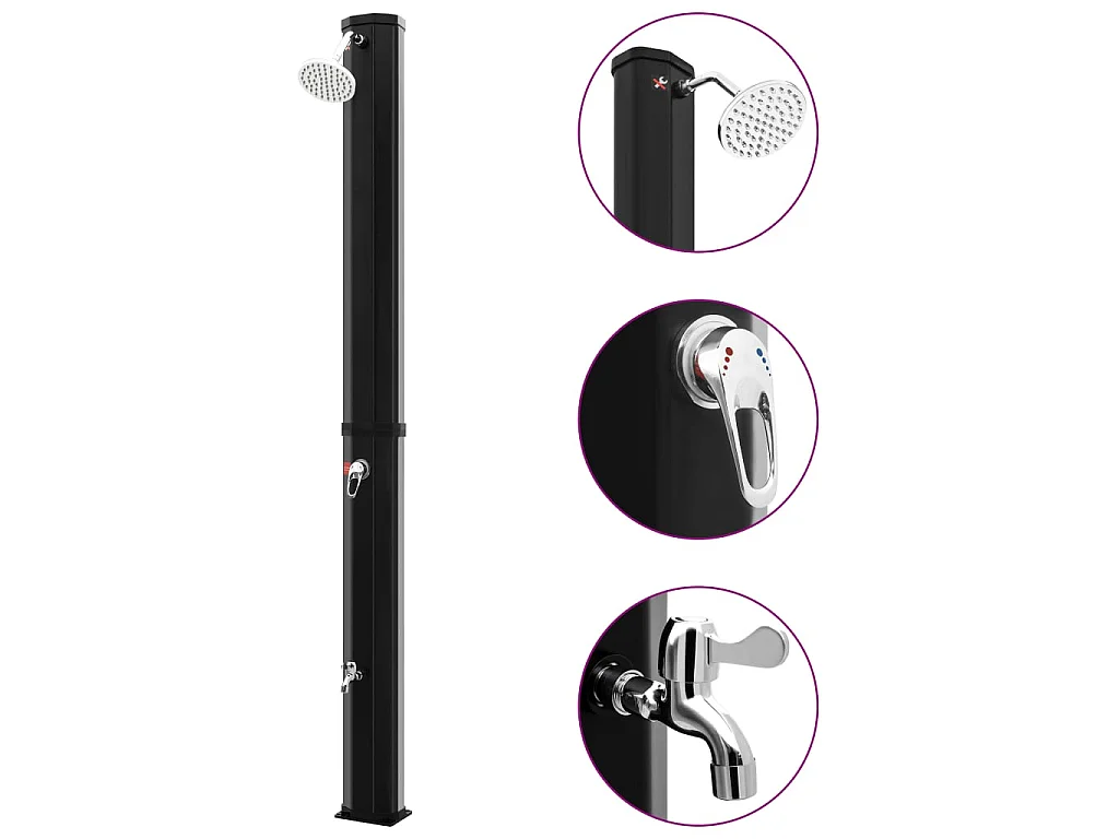 Douche solaire d'extérieur avec pomme de douche et robinet 35 L WVGQ1332