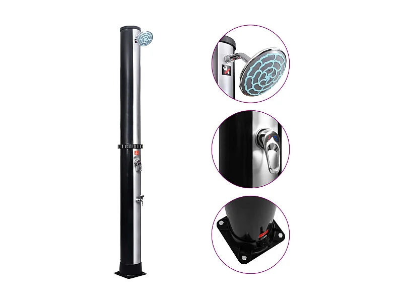 Douche solaire d'extérieur avec pomme de douche et robinet 40 L WVGQ4416