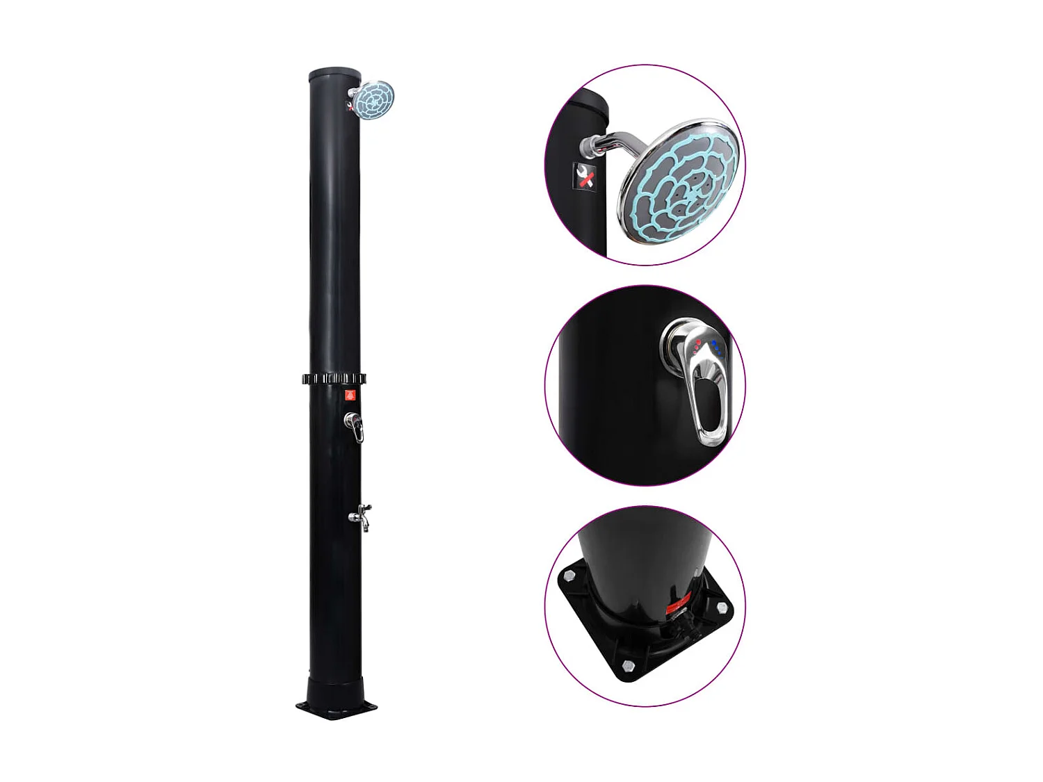 Douche solaire d'extérieur avec pomme de douche et robinet 40 L WVGQ7976