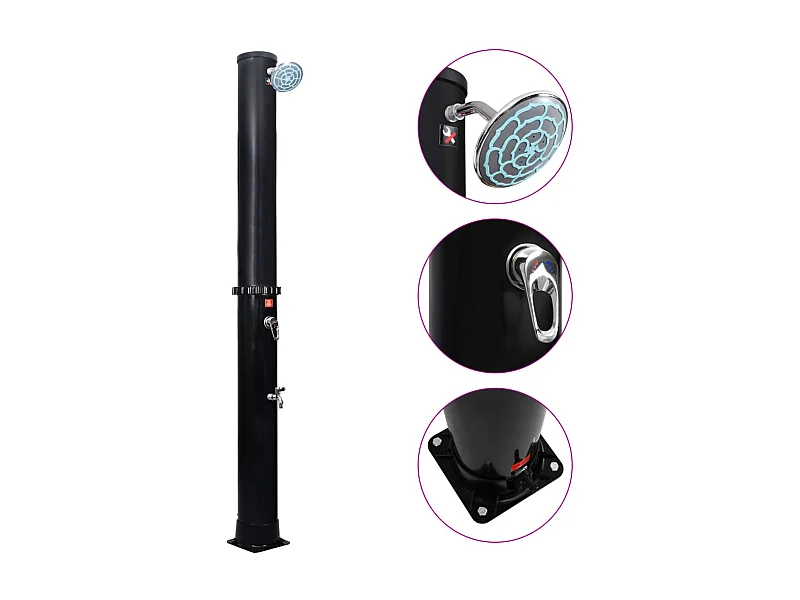 Douche solaire d'extérieur avec pomme de douche et robinet 40 L WVGQ7976