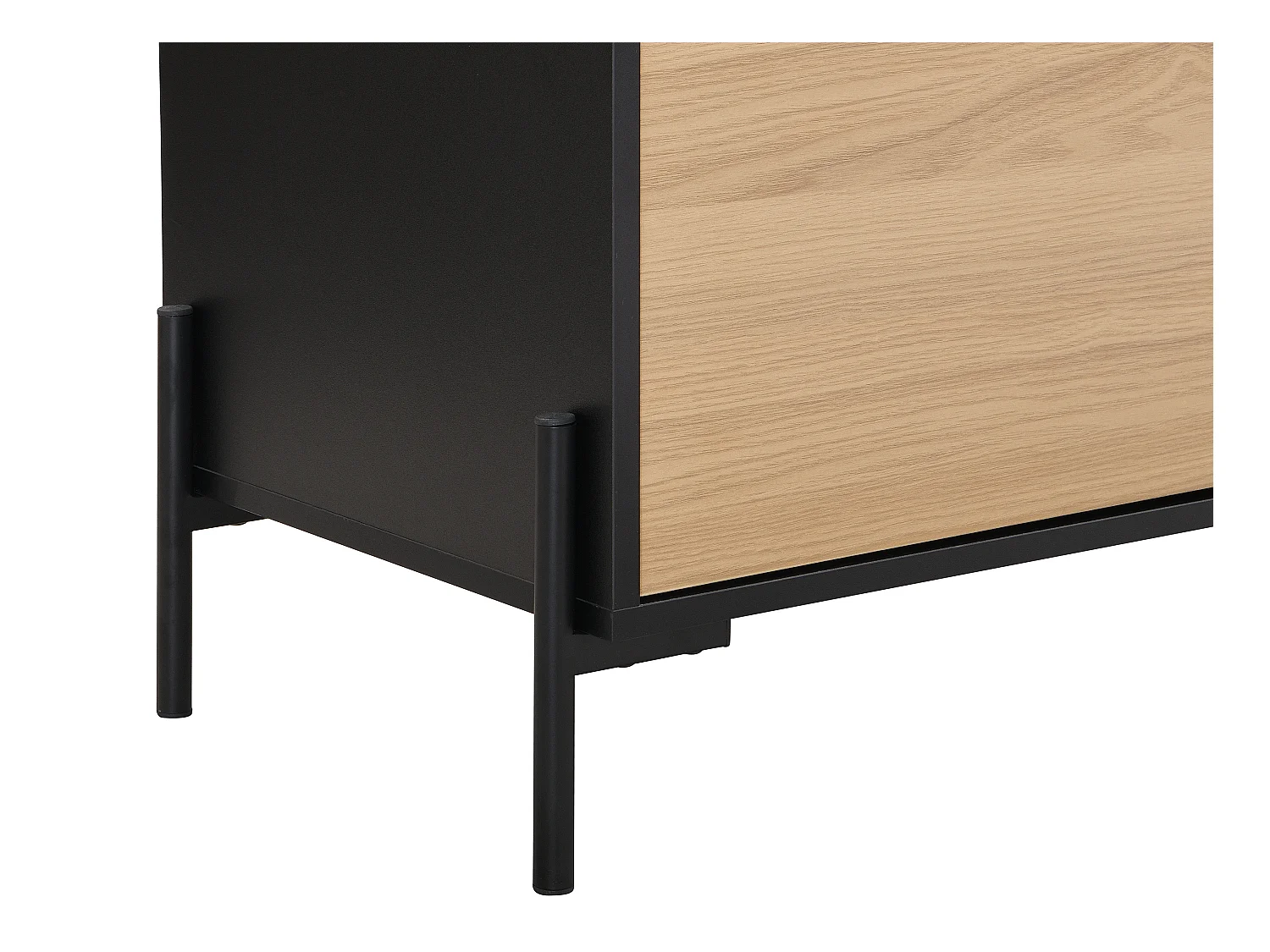 Tv-meubel met 2 deuren, 1 lade en 1 nis - Zwart en licht naturel - GLARODI