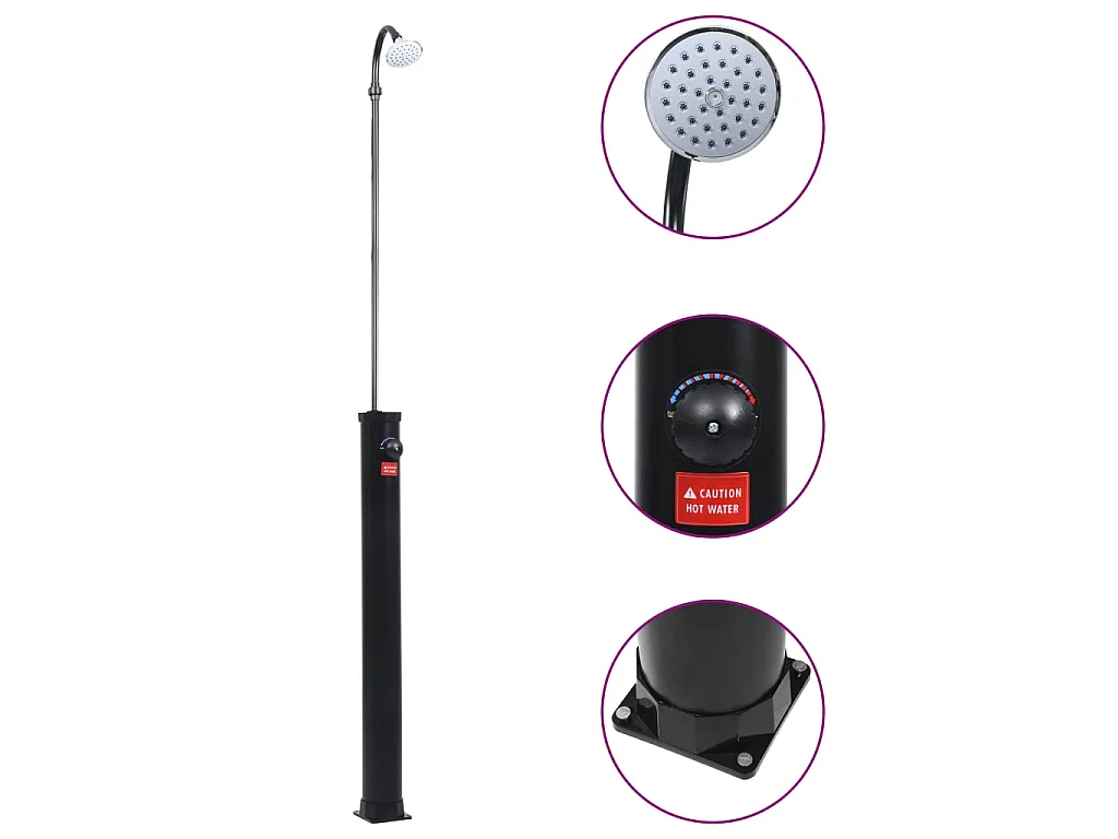 Douche solaire de jardin Noir 215 cm 8 L WVGQ5762