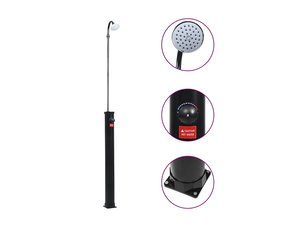 Douche solaire de jardin Noir 215 cm 8 L WVGQ5762