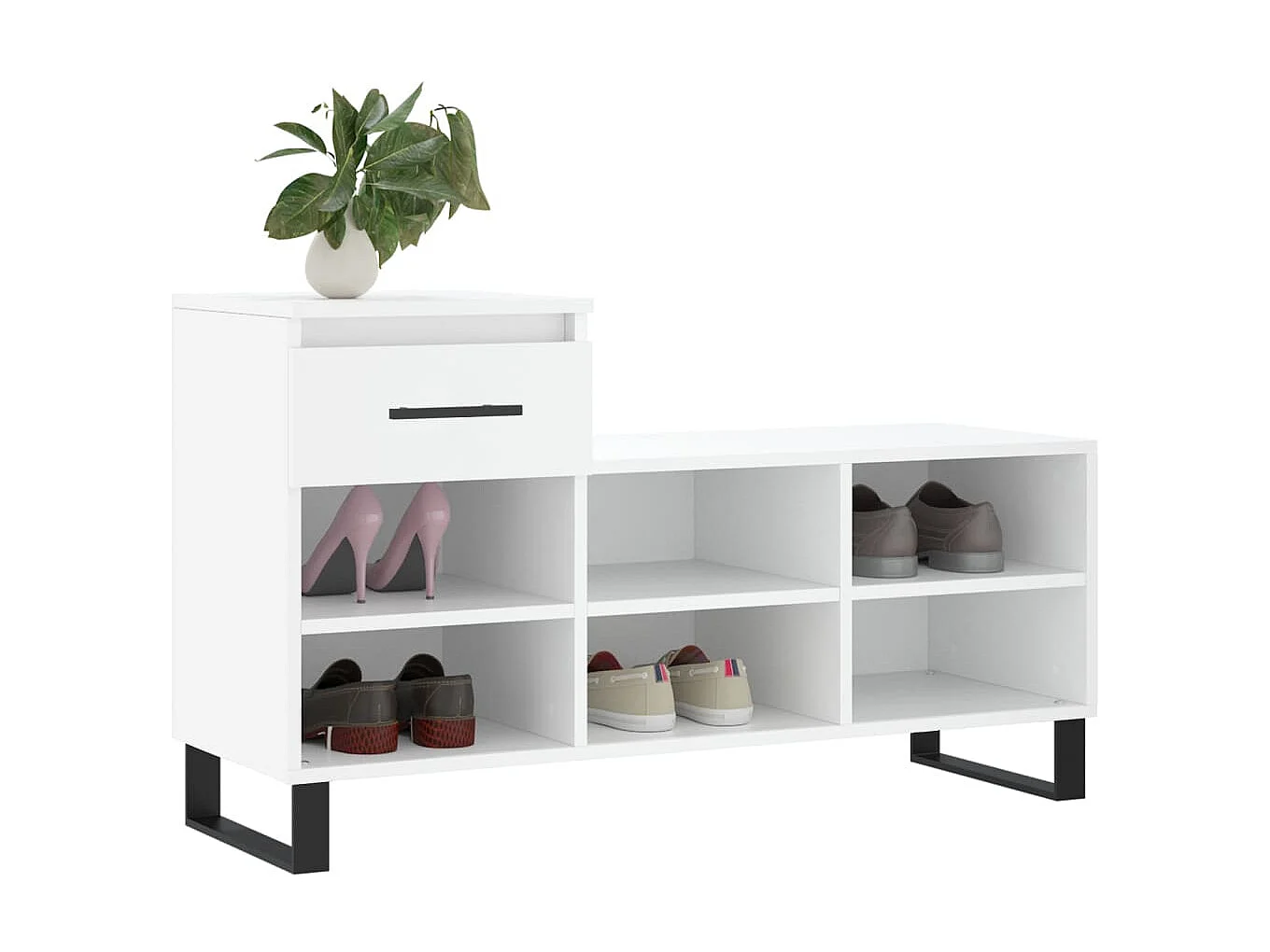 Mueble zapatero madera contrachapada blanco 102x36x60 cm ES994430