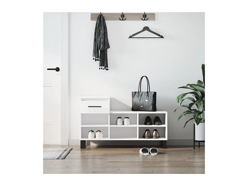 Meuble à chaussures Blanc 102x36x60 cm Bois d'ingénierie WVGQ7947
