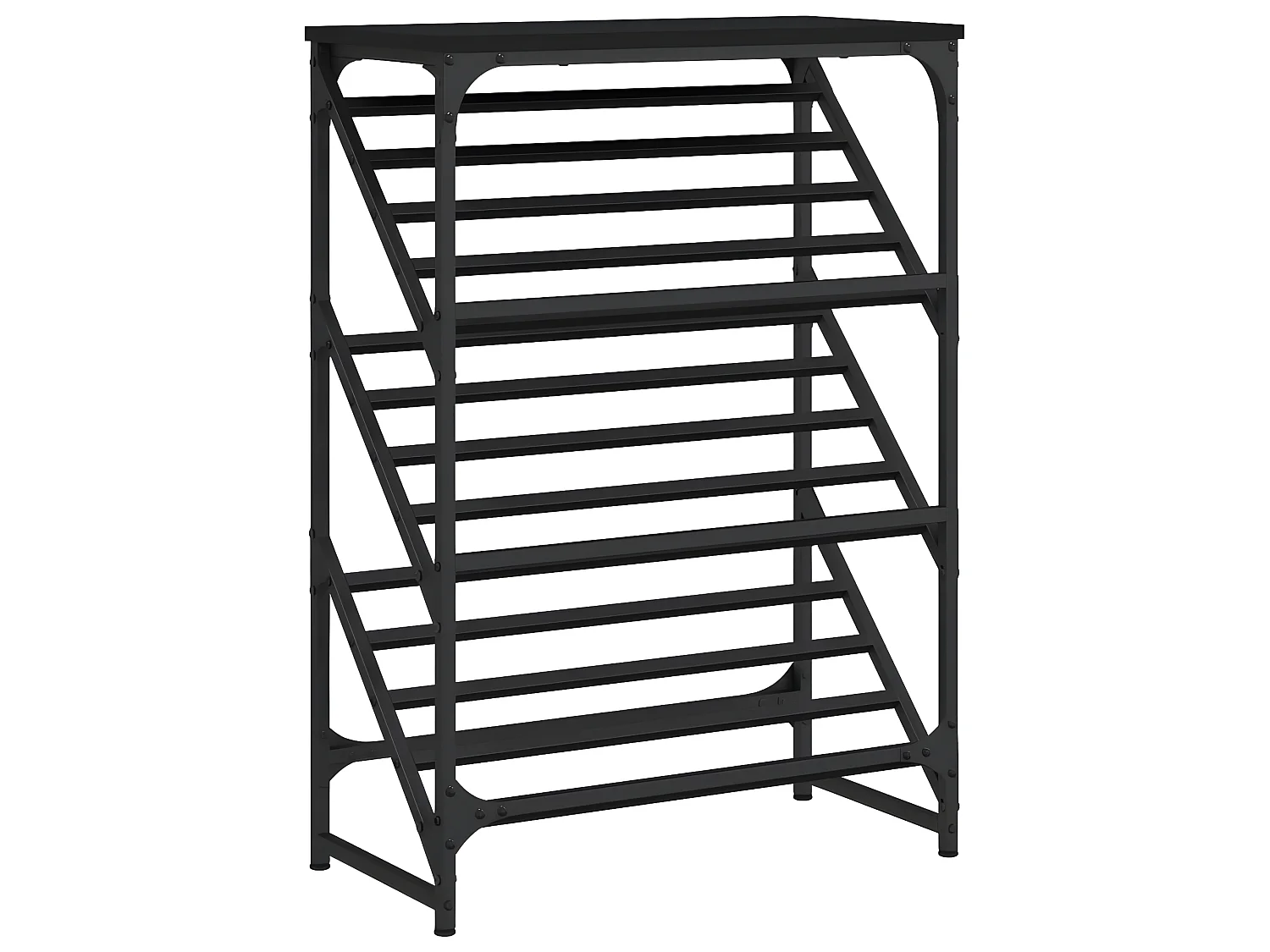 Schoenenrek 60x30x85 cm bewerkt hout zwart NL715146