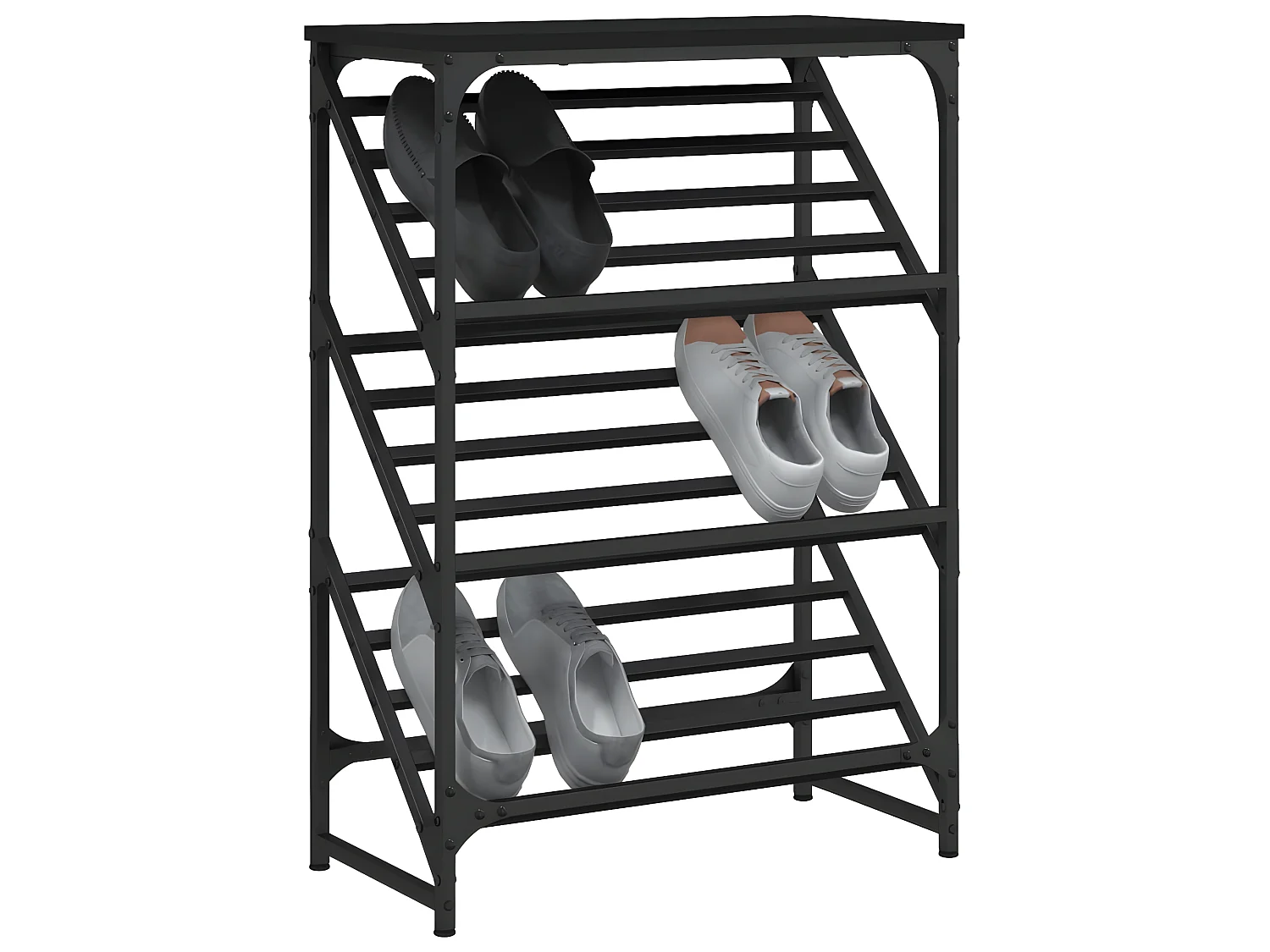 Schoenenrek 60x30x85 cm bewerkt hout zwart NL715146