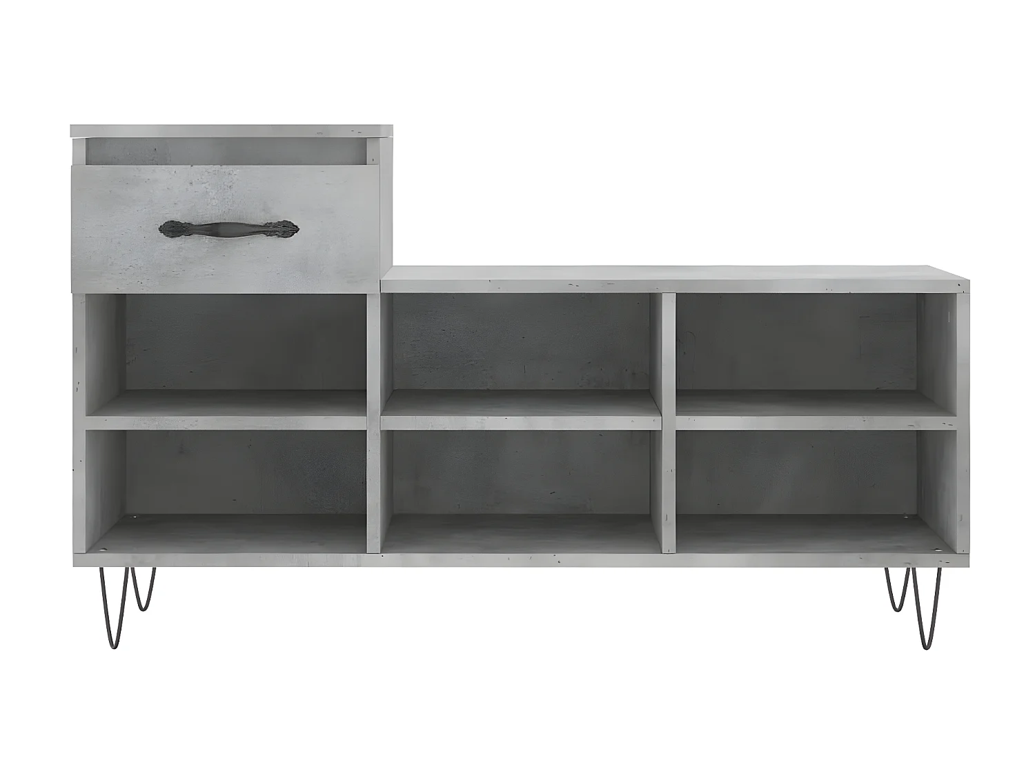 Mueble zapatero madera contrachapada gris hormigón 102x36x60 cm ES729466