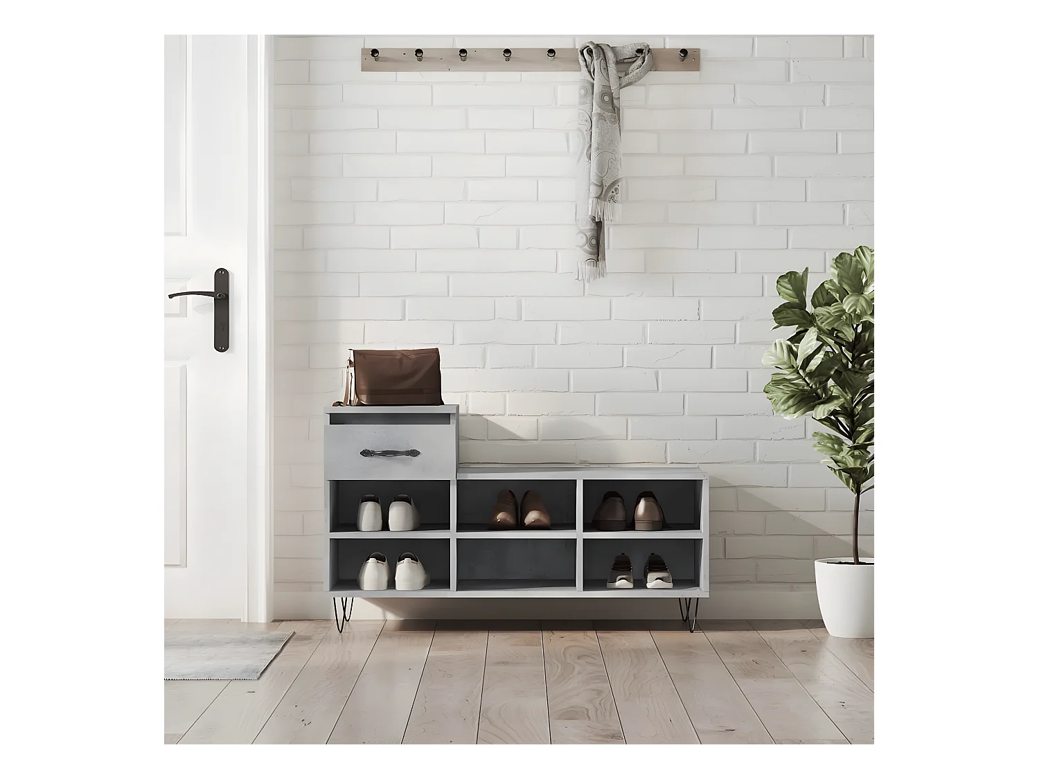 Meuble à chaussures Gris béton 102x36x60 cm Bois d'ingénierie WVGQ6488