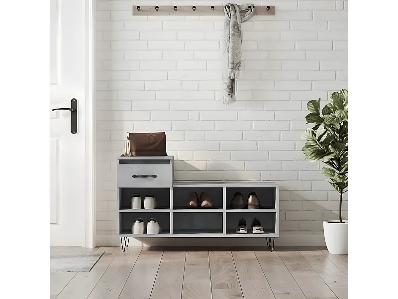 Schoenenkast 102x36x60 cm bewerkt hout betongrijs NL461210