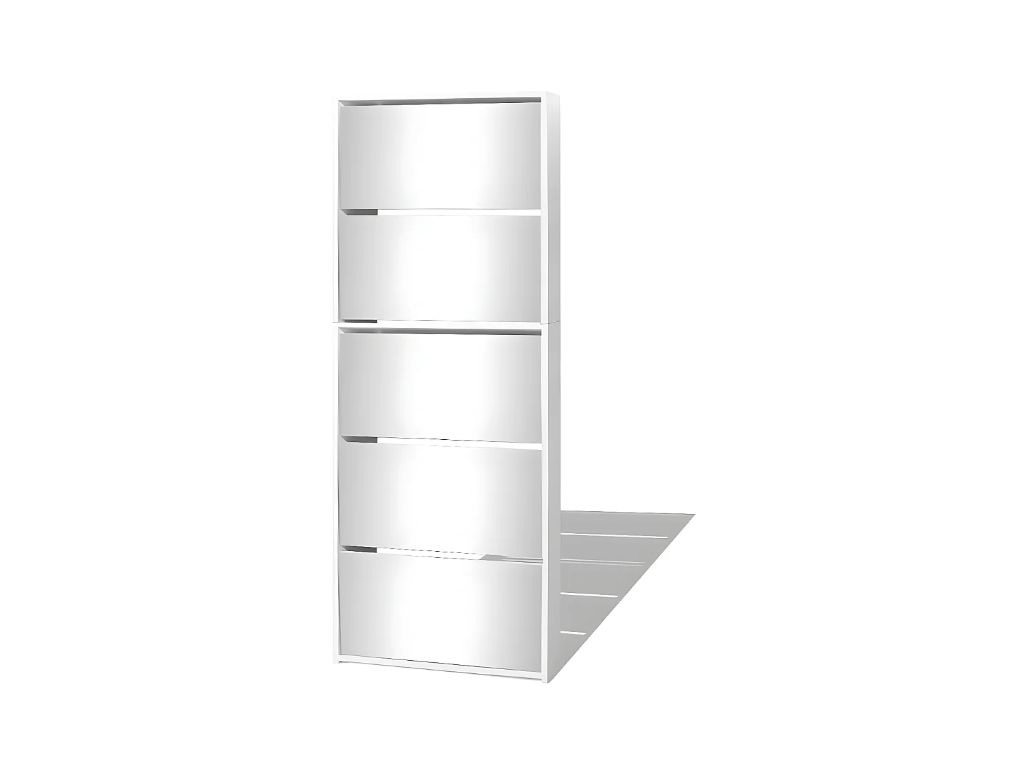 Schuhschrank Schuhregal mit 5 Fächern Spiegel Weiß 63×17×169,5 cm -gkd23245