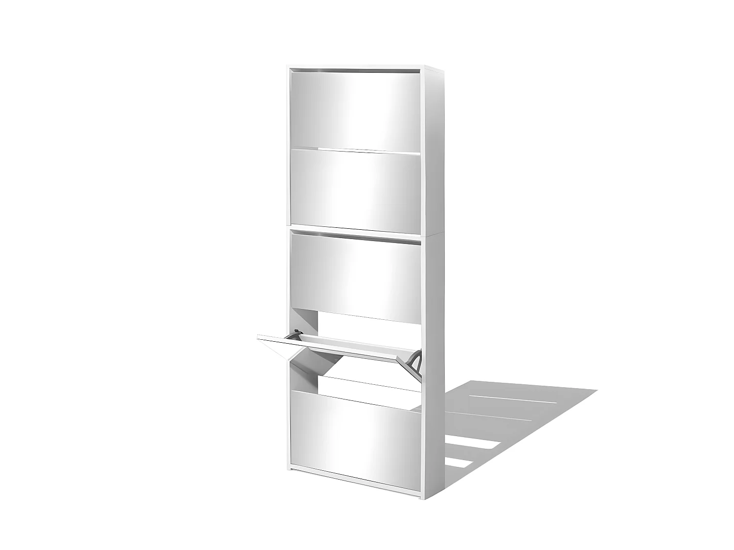 Schuhschrank Schuhregal mit 5 Fächern Spiegel Weiß 63×17×169,5 cm -gkd23245