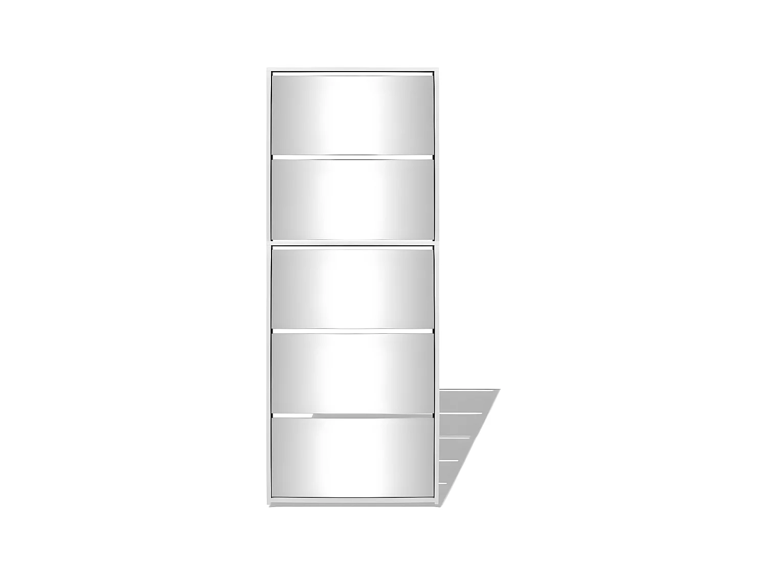 Schuhschrank Schuhregal mit 5 Fächern Spiegel Weiß 63×17×169,5 cm -gkd23245