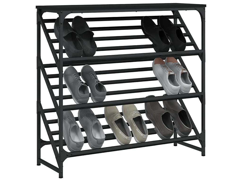 Meuble à chaussures noir 90x30x85 cm bois d'ingénierie WVGQ3474