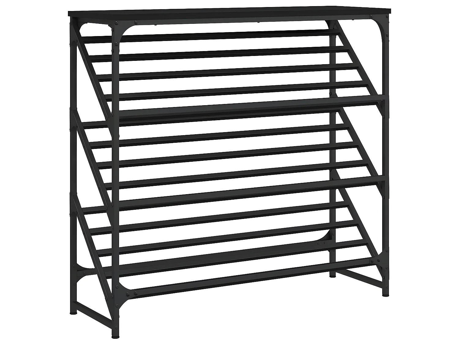 Schoenenrek 90x30x85 cm bewerkt hout zwart NL480578