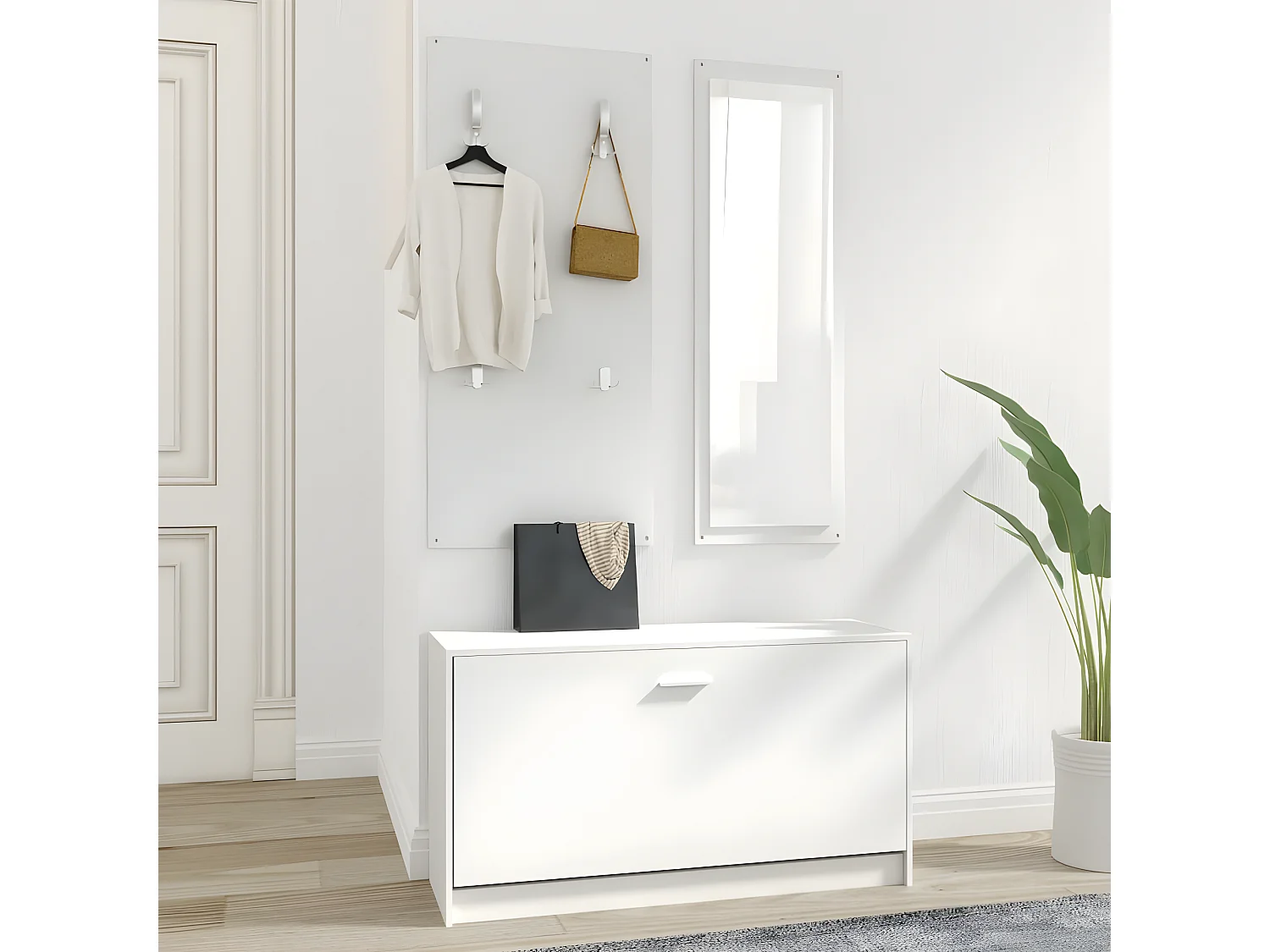 Meubles à chaussures 3-en-1 Blanc Bois d'ingénierie WVGQ6170