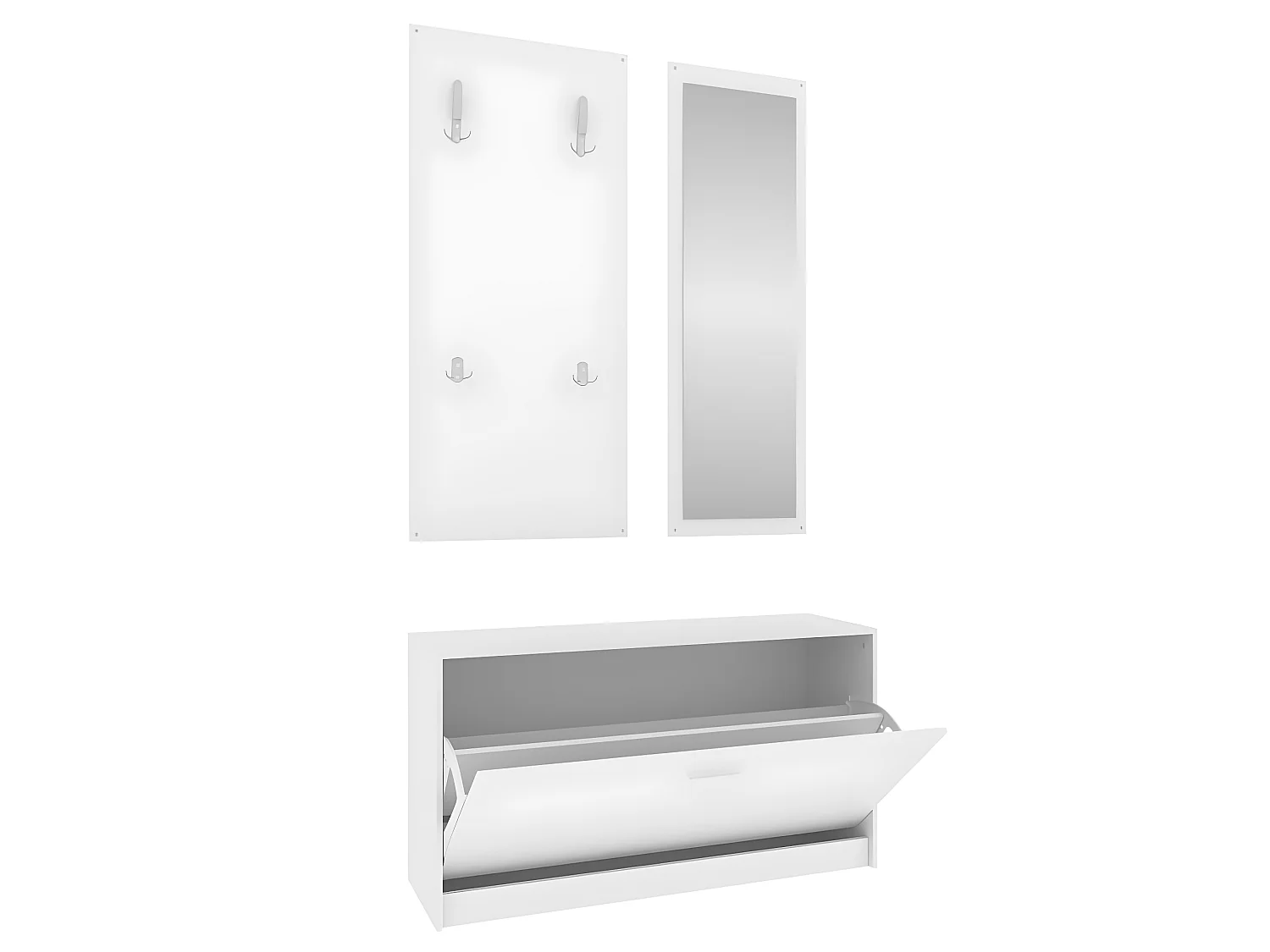 Schoenenkastset 3-in-1 bewerkt hout wit NL306566