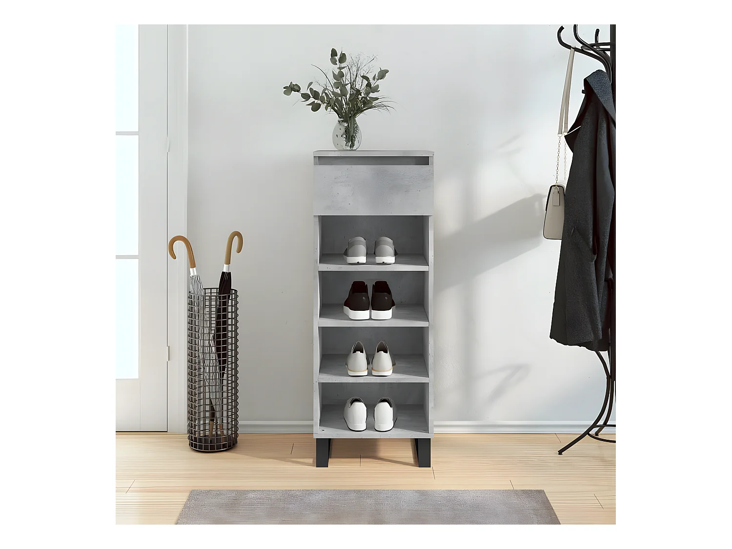 Meuble à chaussures Gris béton 40x36x105 cm Bois d'ingénierie WVGQ5742