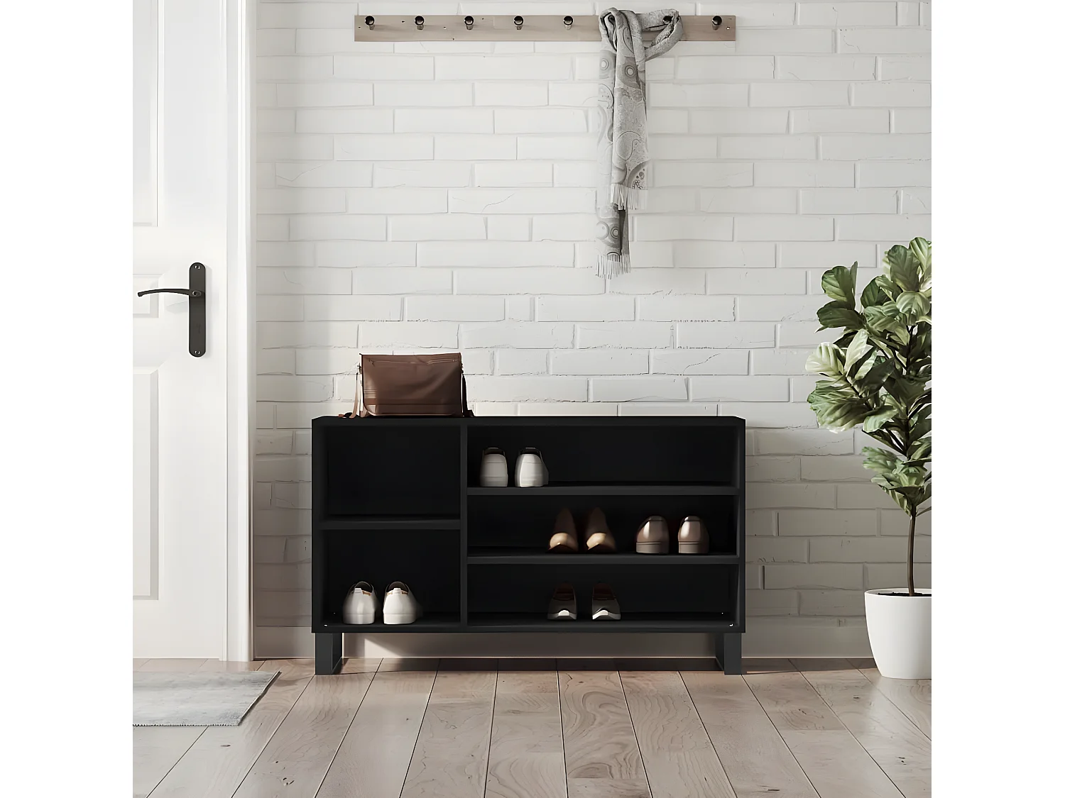 Schoenenkast 102x36x60 cm bewerkt hout zwart NL326732