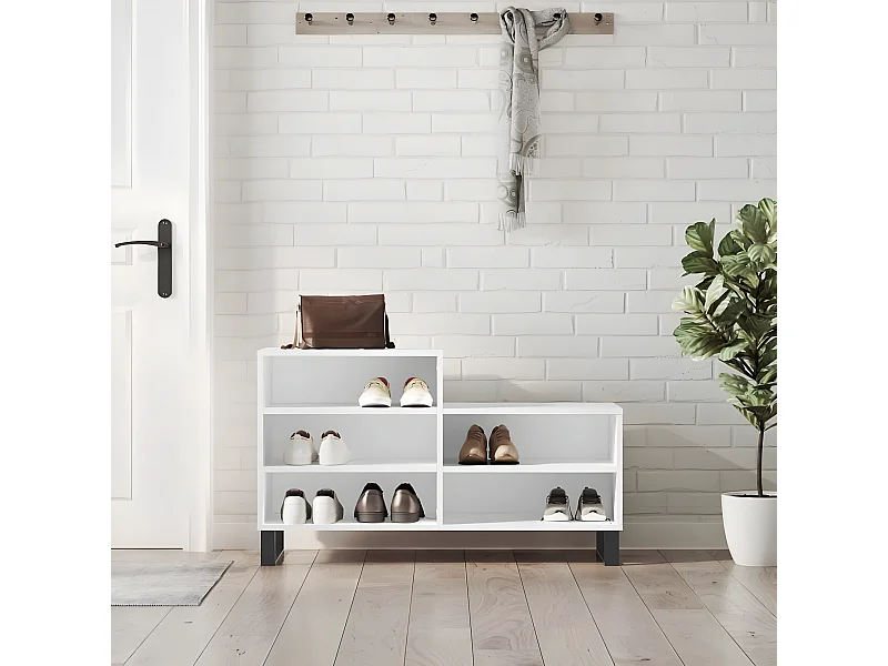 Mueble zapatero madera contrachapada blanco 102x36x60 cm ES662012