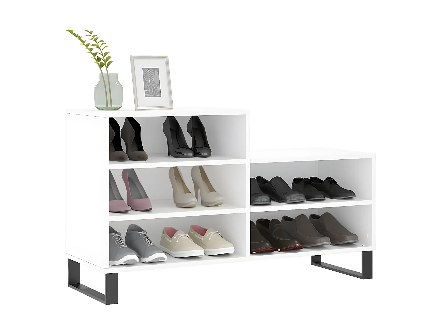 Mueble zapatero madera contrachapada blanco 102x36x60 cm ES662012