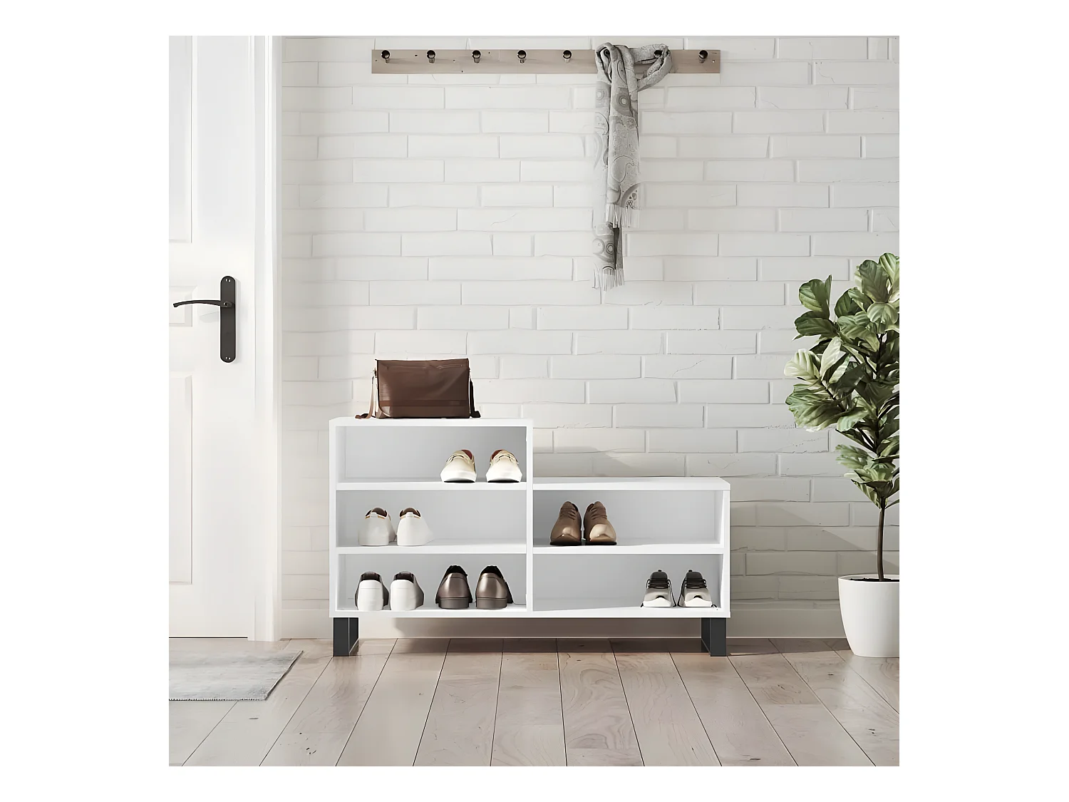 Meuble à chaussures Blanc 102x36x60 cm Bois d'ingénierie WVGQ9422