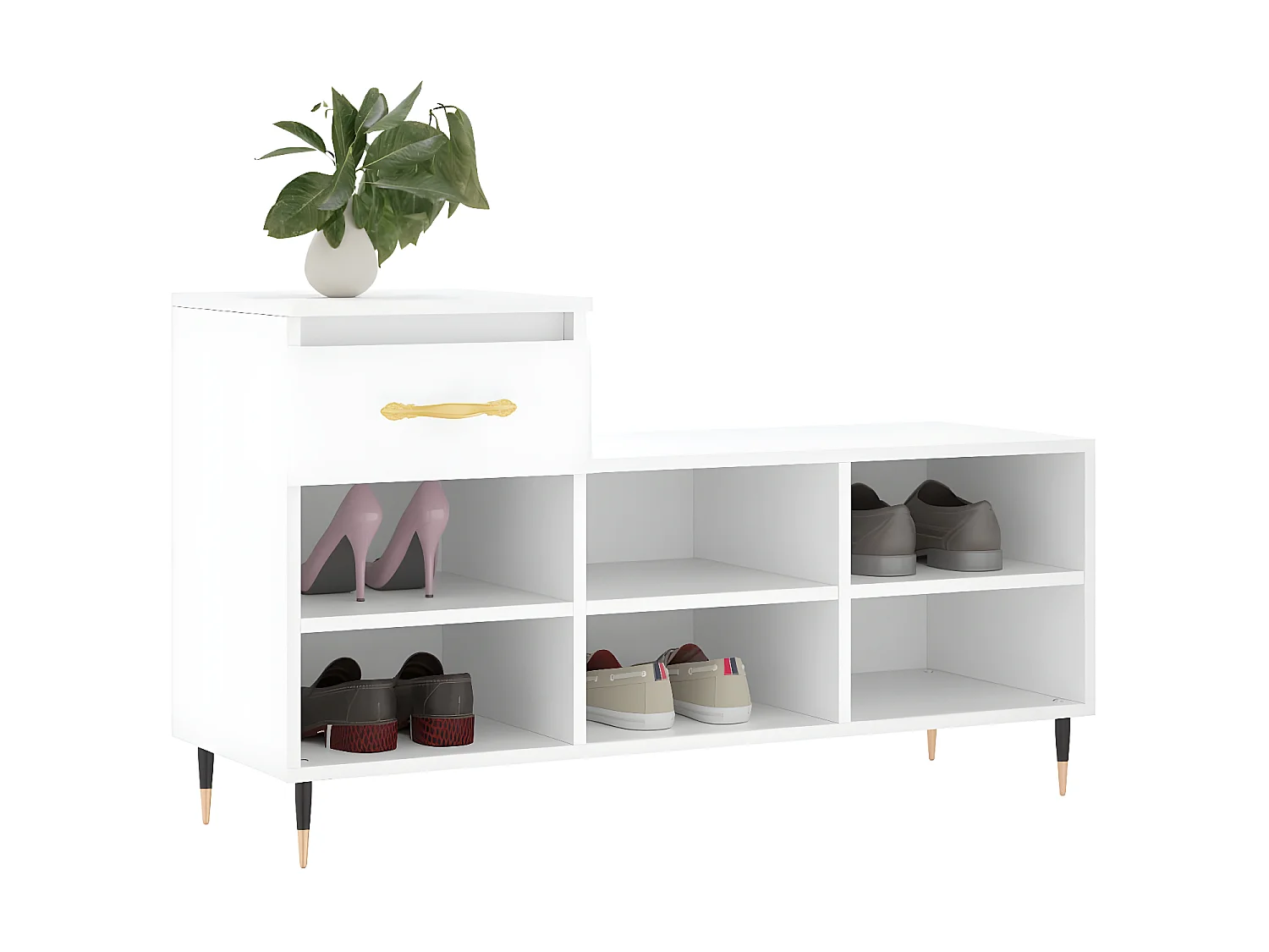 Mueble zapatero madera contrachapada blanco 102x36x60 cm ES706688