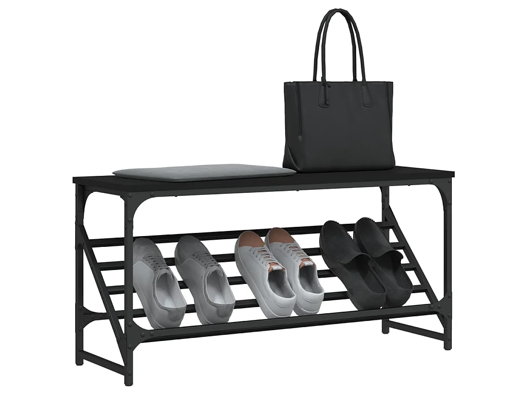 Meuble à chaussures noir 90x30x45 cm bois d'ingénierie WVGQ9643