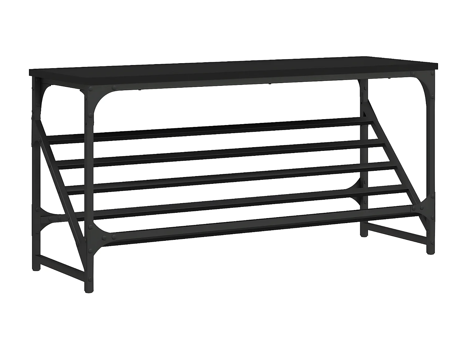 Schoenenrek 90x30x45 cm bewerkt hout zwart NL321213