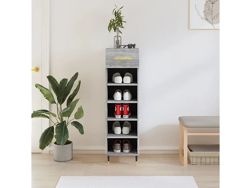 Zapatero madera de ingeniería gris Sonoma 30x35x105 cm ES696387