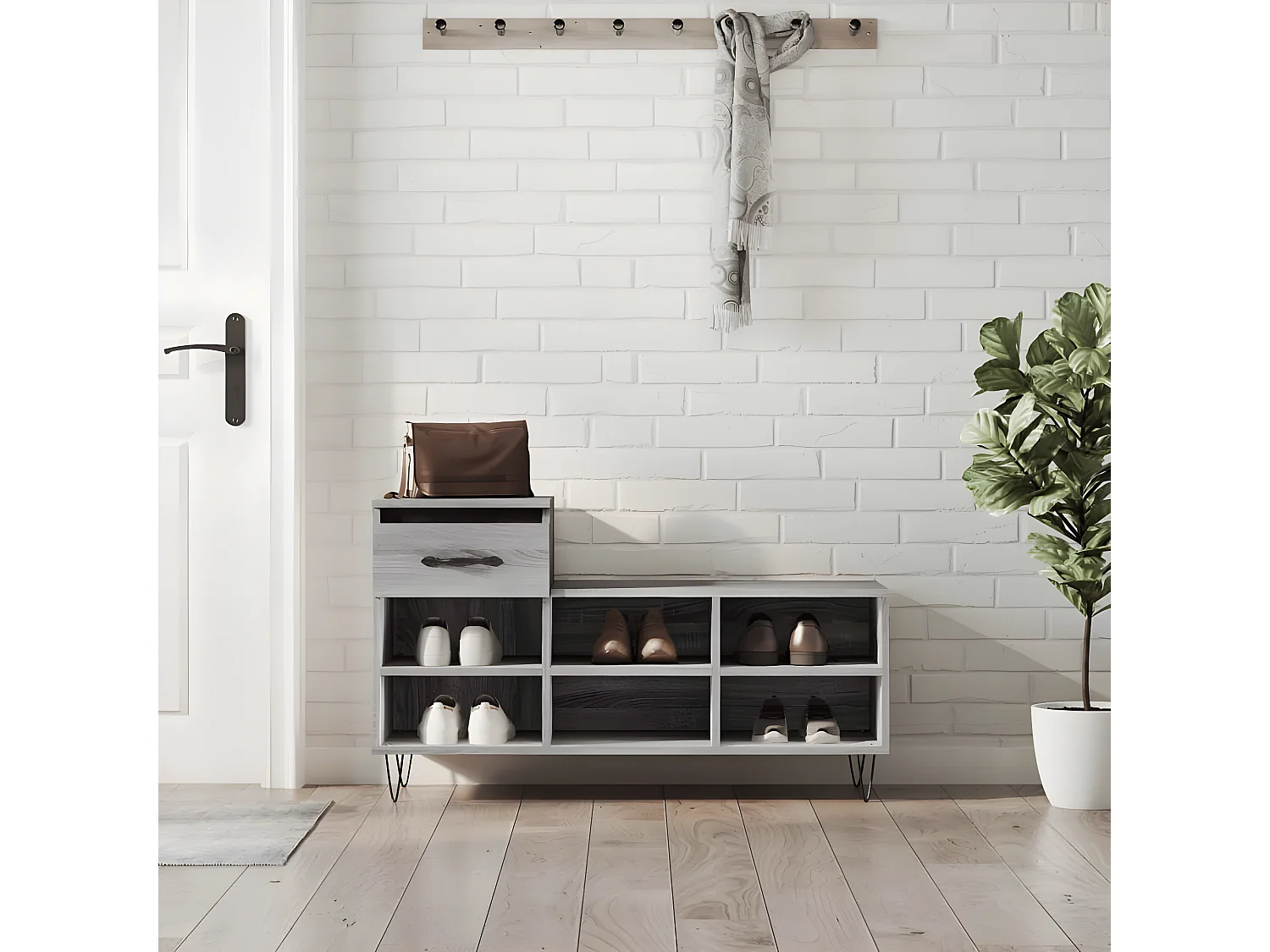 Meuble à chaussures Sonoma gris 102x36x60 cm Bois d'ingénierie WVGQ6560