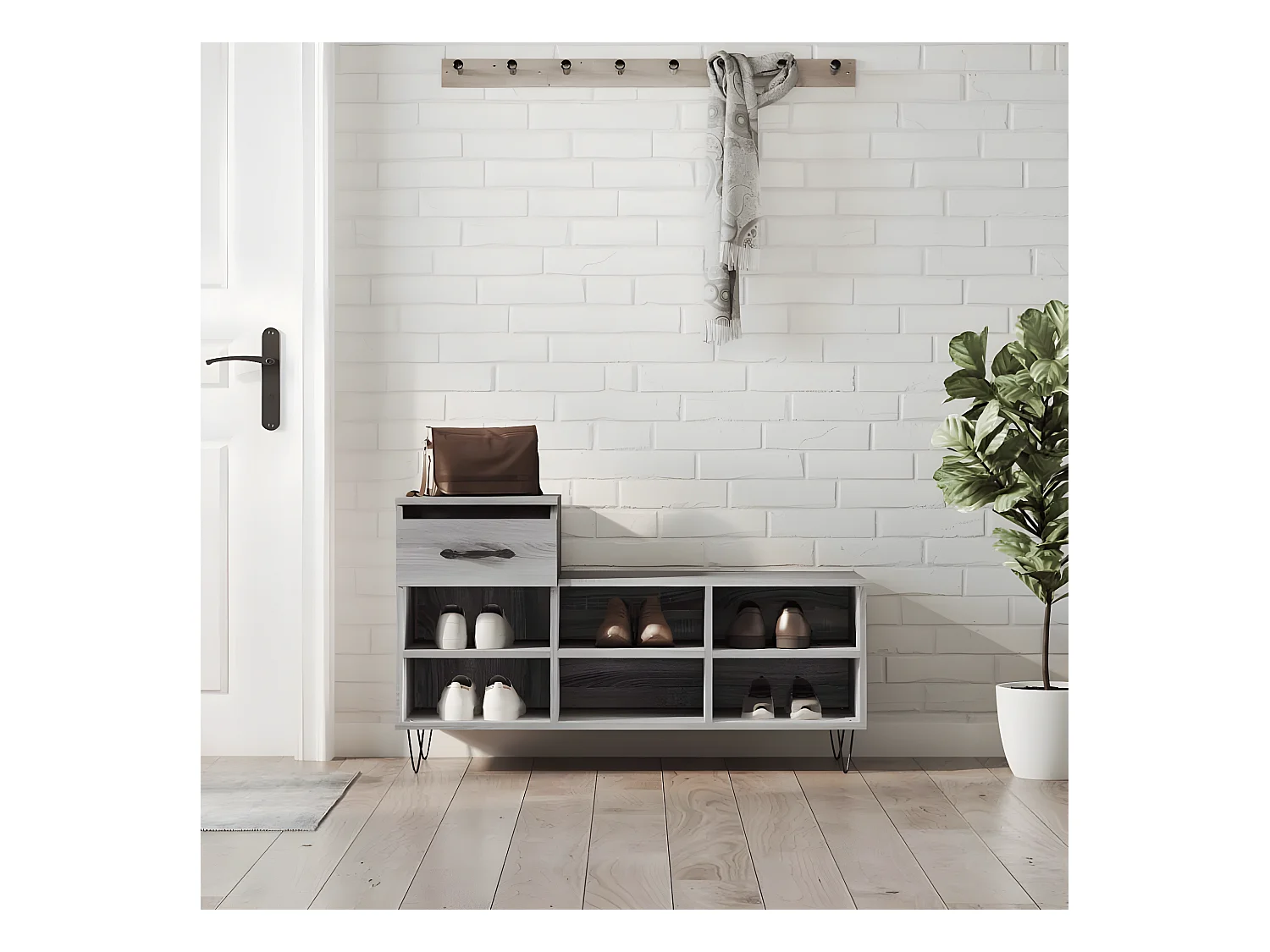 Meuble à chaussures Sonoma gris 102x36x60 cm Bois d'ingénierie WVGQ6560