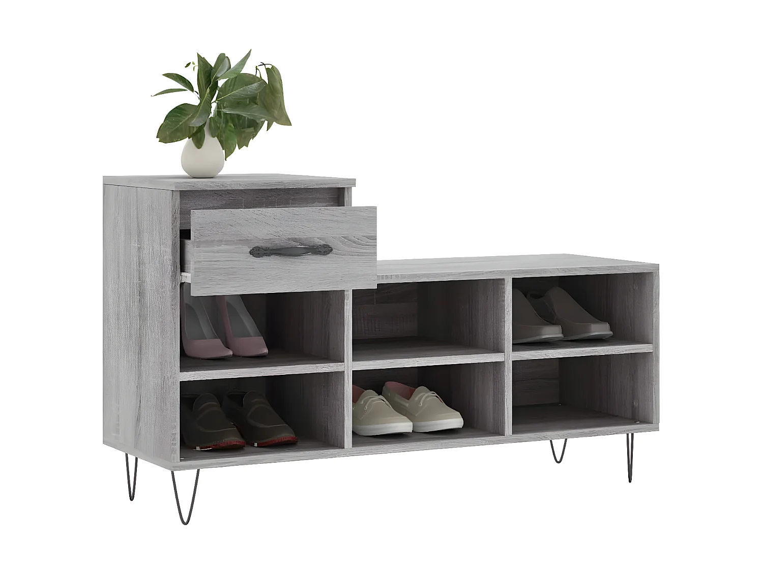 Meuble à chaussures Sonoma gris 102x36x60 cm Bois d'ingénierie WVGQ6560