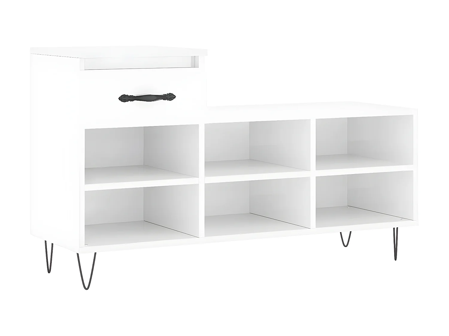 Mueble zapatero madera contrachapada blanco brillo 102x36x60 cm ES986242