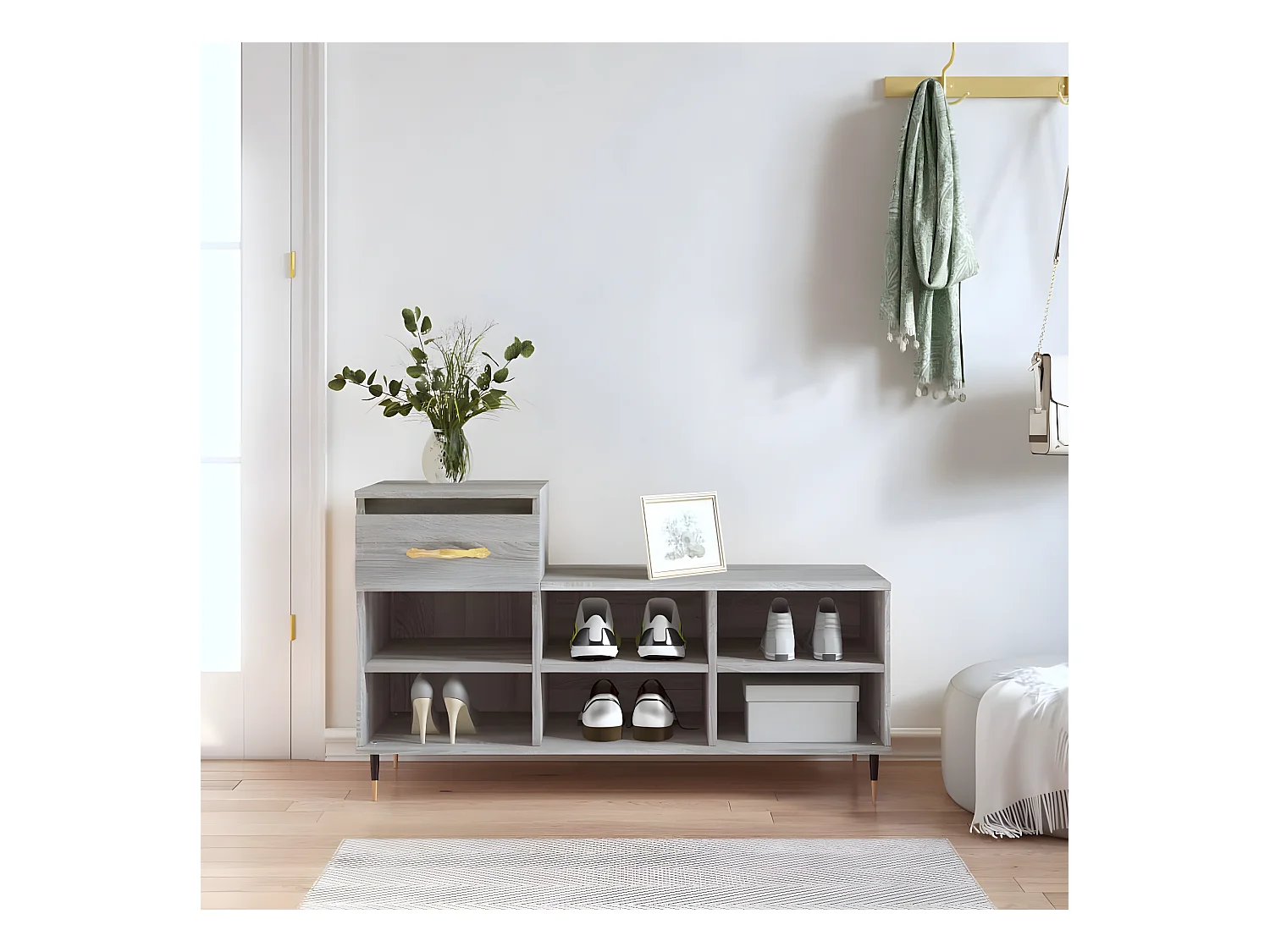 Meuble à chaussures Sonoma gris 102x36x60 cm Bois d'ingénierie WVGQ6726