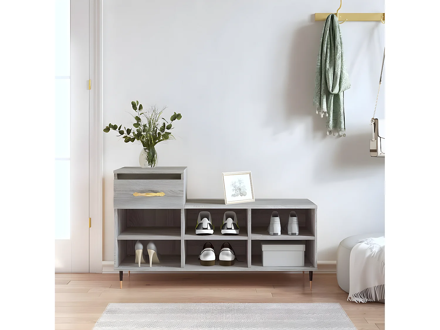 Meuble à chaussures Sonoma gris 102x36x60 cm Bois d'ingénierie WVGQ6726