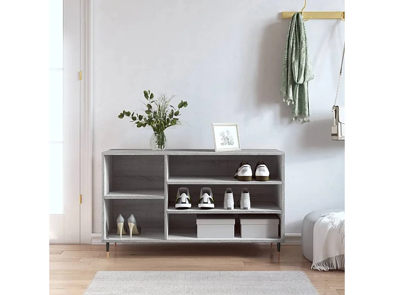 Mueble zapatero madera contrachapada gris Sonoma 102x36x60 cm ES944417