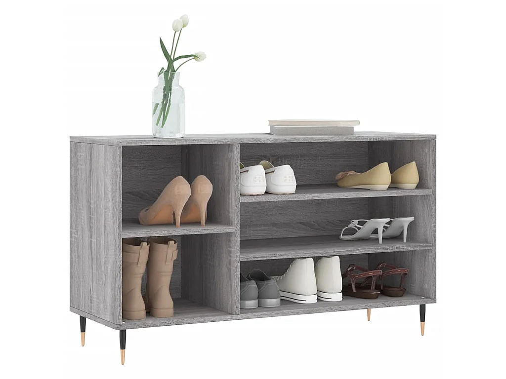 Meuble à chaussures Sonoma gris 102x36x60 cm Bois d'ingénierie WVGQ1373