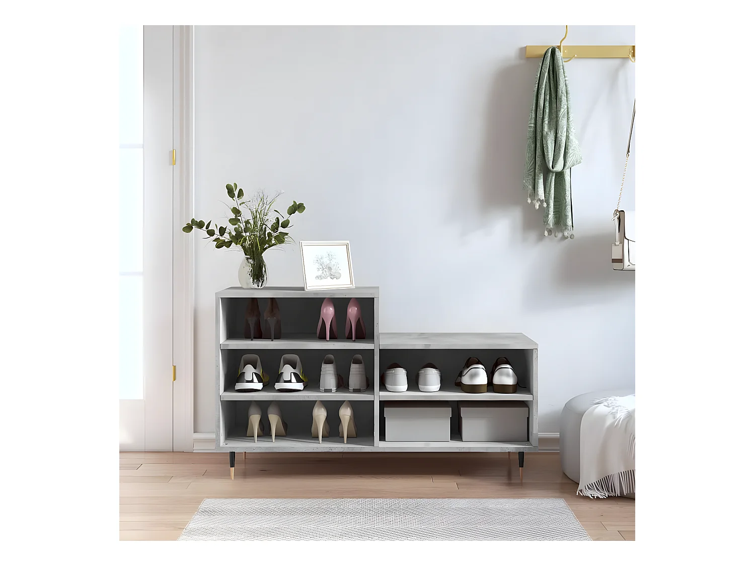 Meuble à chaussures Gris béton 102x36x60 cm Bois d'ingénierie WVGQ8358
