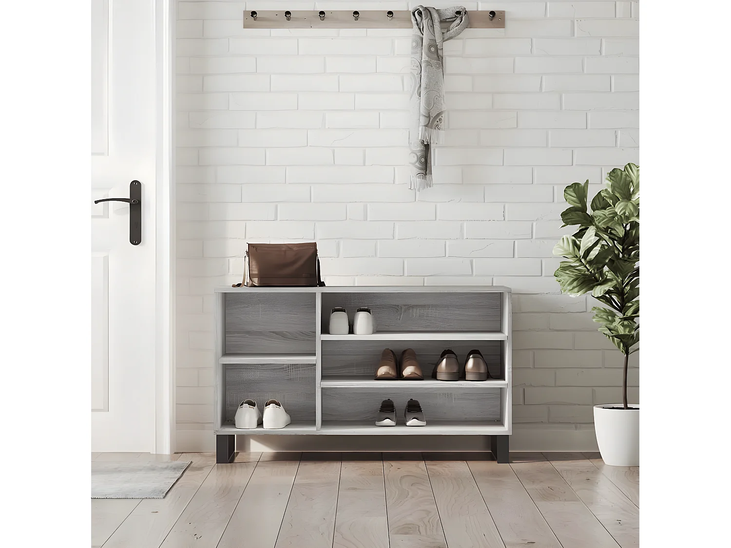 Meuble à chaussures Sonoma gris 102x36x60 cm Bois d'ingénierie WVGQ3765