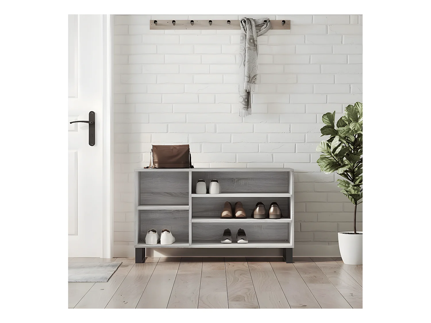 Schoenenkast 102x36x60 cm bewerkt hout sonoma grijs NL420664