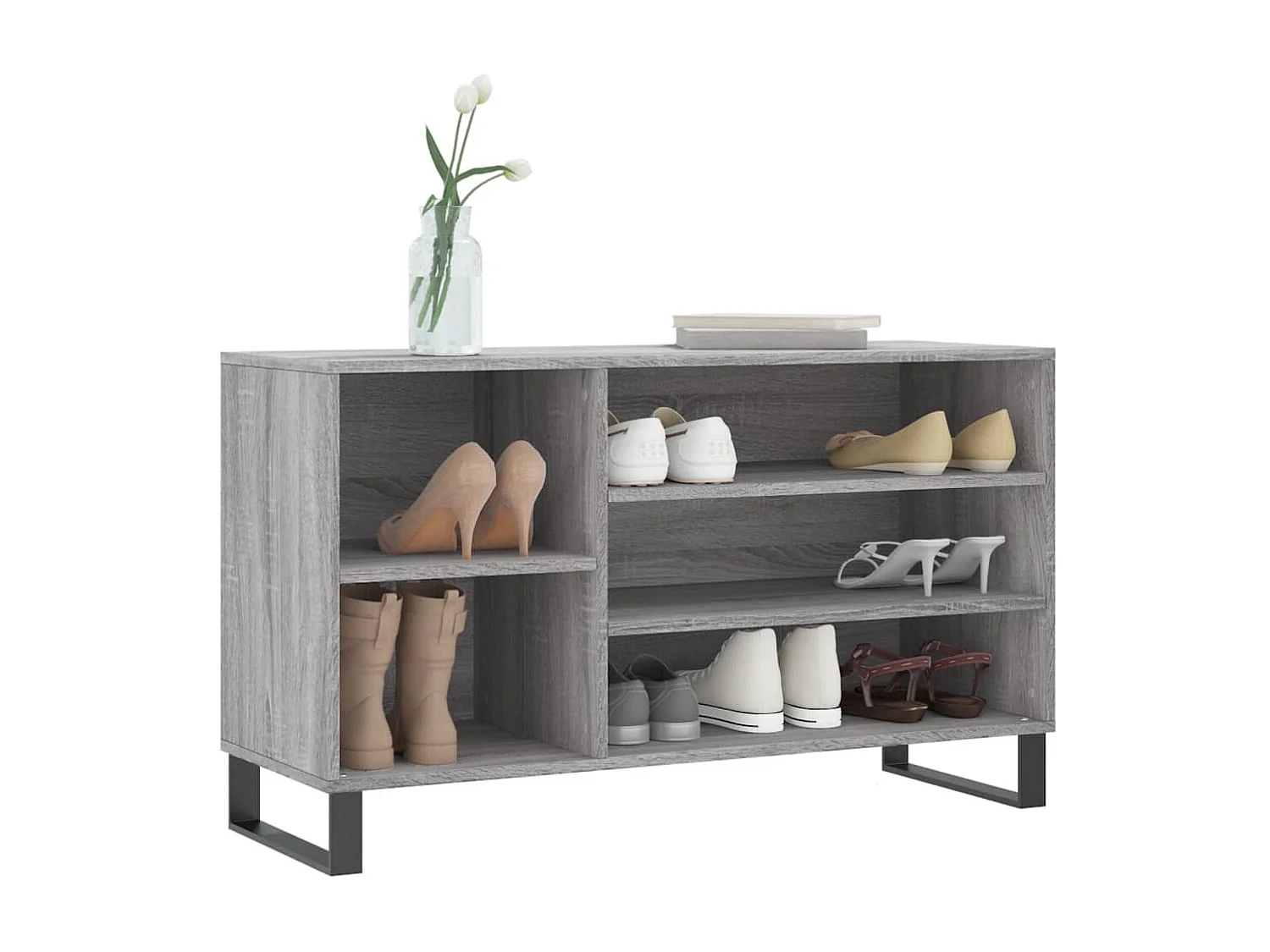 Mueble zapatero madera contrachapada gris Sonoma 102x36x60 cm ES803808