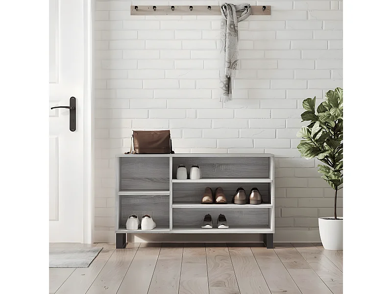 Meuble à chaussures Sonoma gris 102x36x60 cm Bois d'ingénierie WVGQ3765