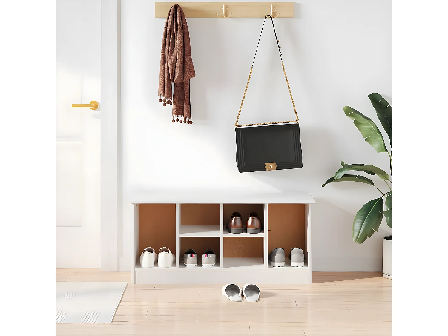 Banc à chaussures ALTA blanc 100x35x45 cm bois massif de pin WVGQ7732