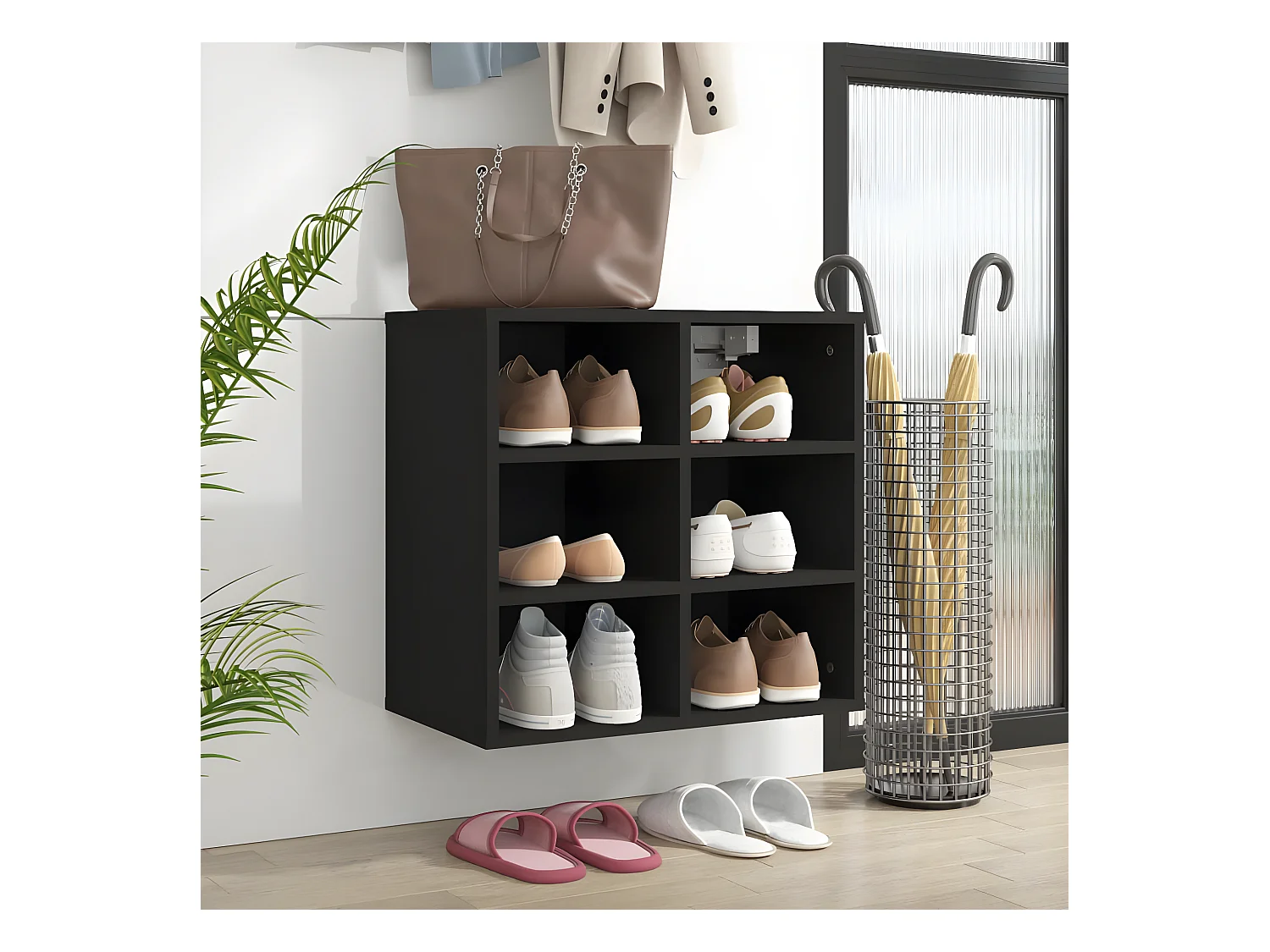 Mueble zapatero negro 52,5x30x50 cm ES425341