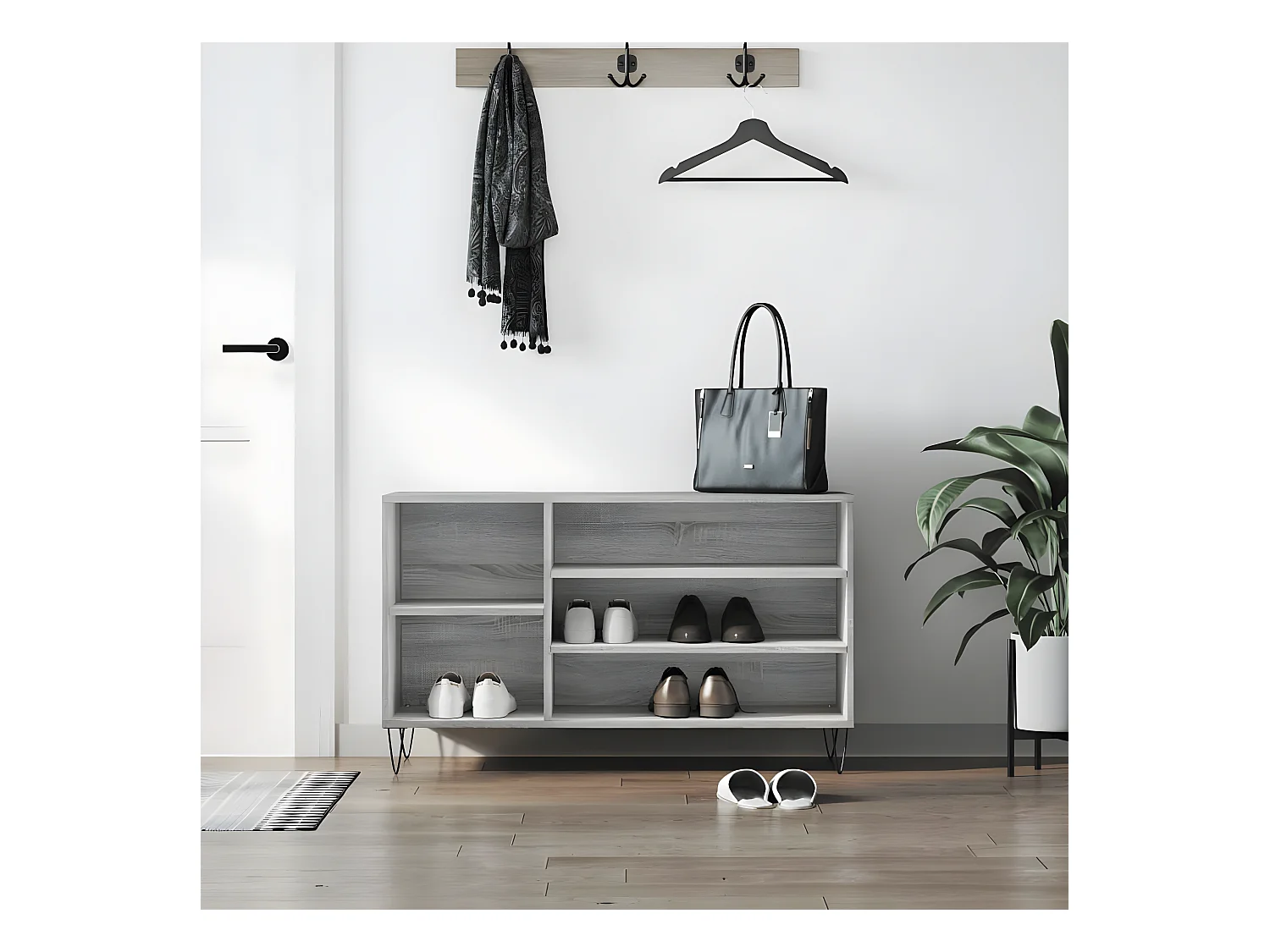 Meuble à chaussures Sonoma gris 102x36x60 cm Bois d'ingénierie WVGQ9553