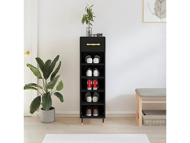 Schuhschrank Schuhregal Schwarz 30x35x105 cm Holzwerkstoff -gkd97620